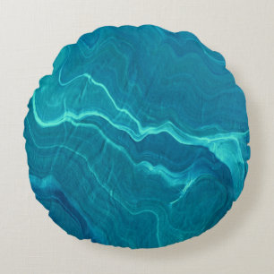 Grönt Agate Marble Abstraction Rund Kudde