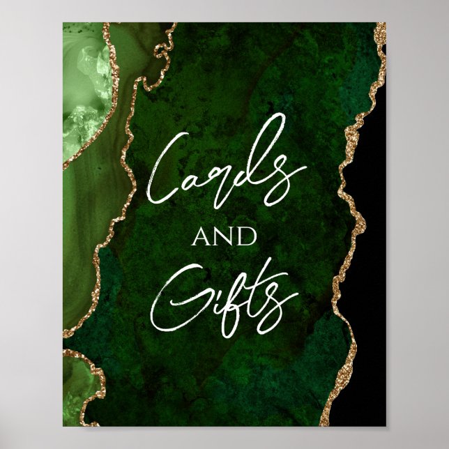 Grönt Agate Wedding Gifts-signatur Poster (Framsidan)