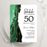 Grönt Agate White Guld Surprise 50:e födelsedagen Inbjudningar<br><div class="desc">Grönt,  vit och guld agerade överraskande 50 födelsedagsfest inbjudan. Elegantens moderna design med vattenfärgad bakgrund,  faux glitter guld och typsnitt för färgskript. Trendig inbjudan-kortets perfekt för en snyggt kvinnor i firande. Skrivna Zazzle-inbjudningar eller digital utskrivbar mall för omedelbar nedladdning.</div>