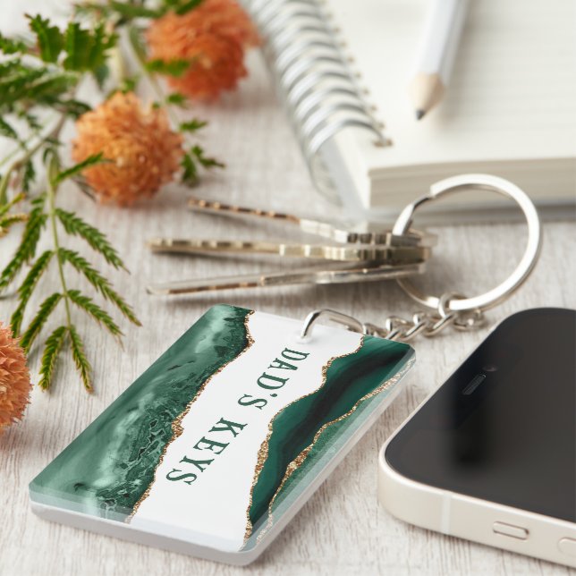 Grönt Agera med Guld Glitter Kant Pappa Nycklar (Högra Framsidan)