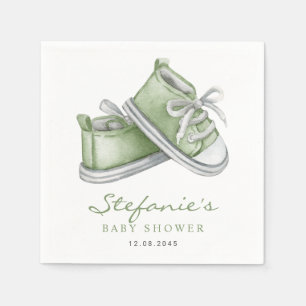 Grönt akvarell-barnstövletter Baby Shower Pappersservett