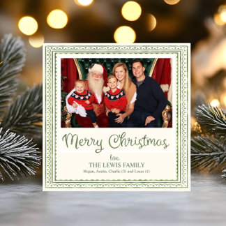 Grönt akvarellmönster med kammusslor jul julkort