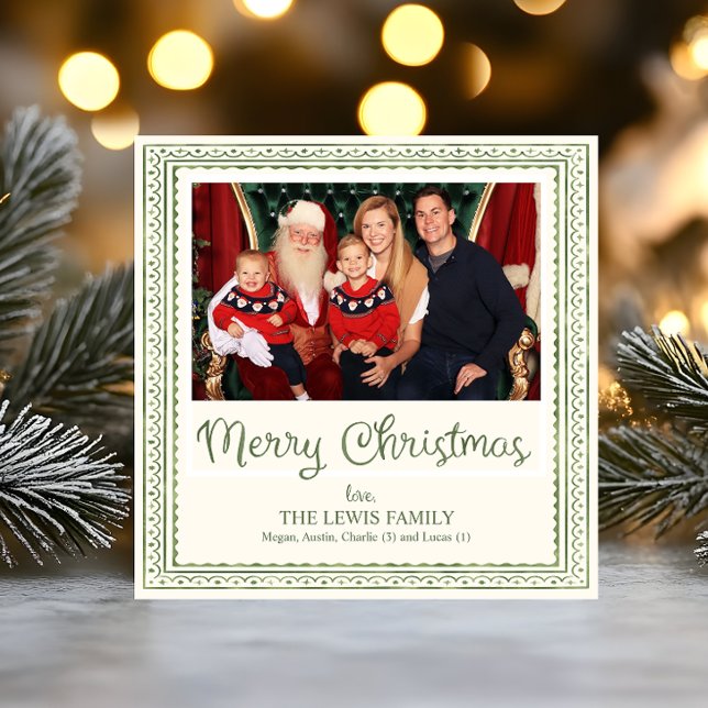 Grönt akvarellmönster med kammusslor jul julkort (Skapare uppladdad)