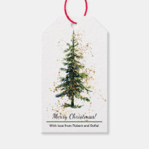 Grönt akvatintgran Merry Christmas Vitt
