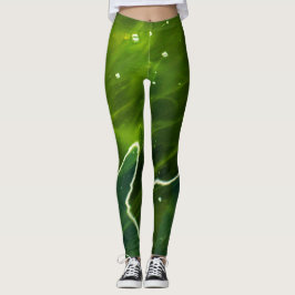 Grönt Algae och Vatten lecna Leggings
