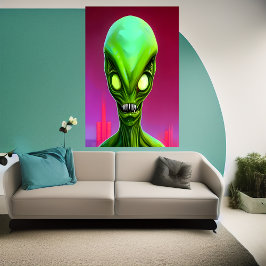 Grönt Alien | AI Art Poster