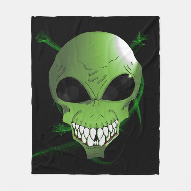 Grönt Alien Anpassningsbar Fleece Blanket (Framsidan)