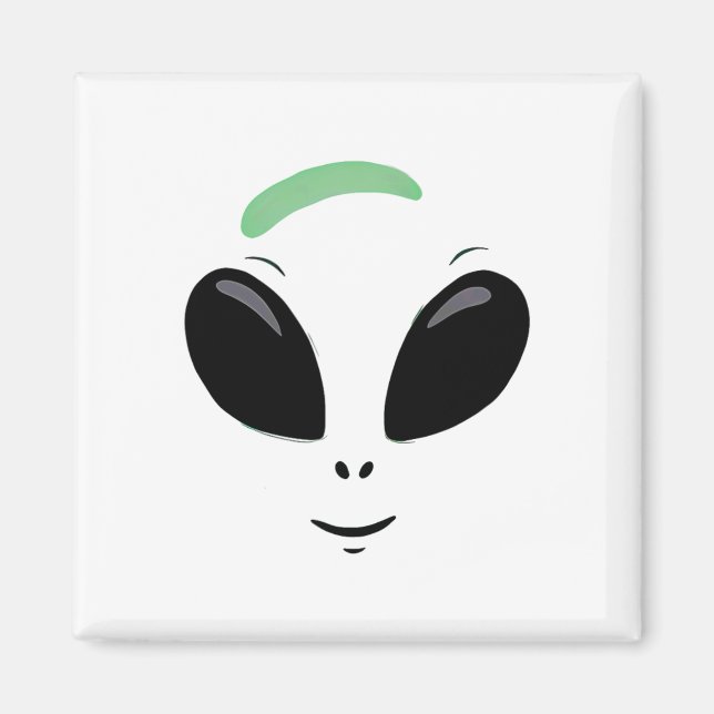 Grönt Alien Ansikte Halloween Costume Magnet (Framsidan)