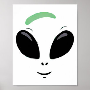 Grönt Alien Ansikte Halloween Costume Poster