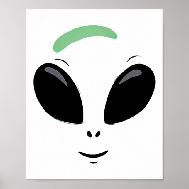 Grönt Alien Ansikte Halloween Costume Poster (Framsidan)