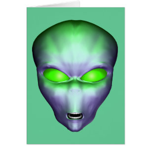Grönt Alien Ansikte Hälsningskort