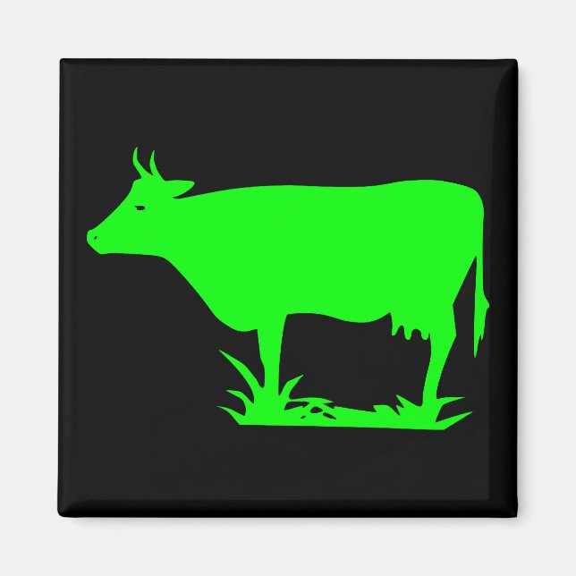 Grönt Alien Cow Magnet (Framsidan)