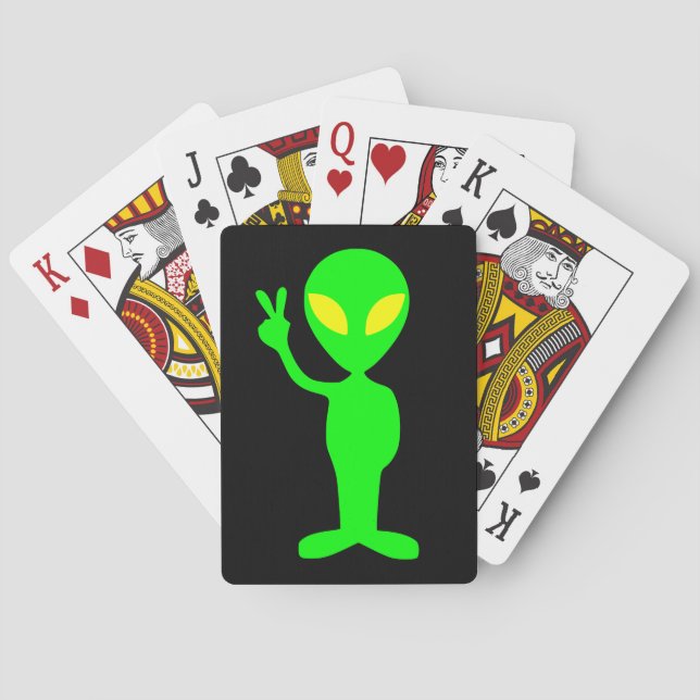 GRÖNT ALIEN FREDSTECKEN PLAYING CARDS CASINOKORT (Baksidan)