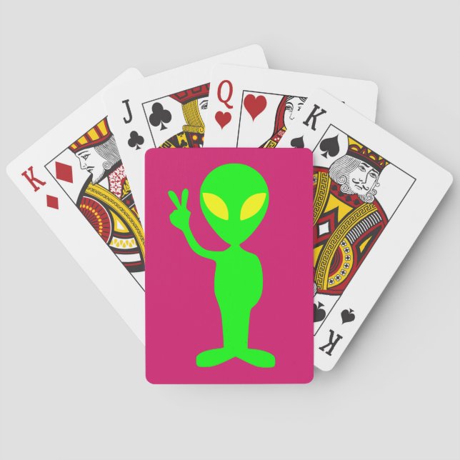 GRÖNT ALIEN FREDSTECKEN PLAYING CARDS CASINOKORT (Baksidan)