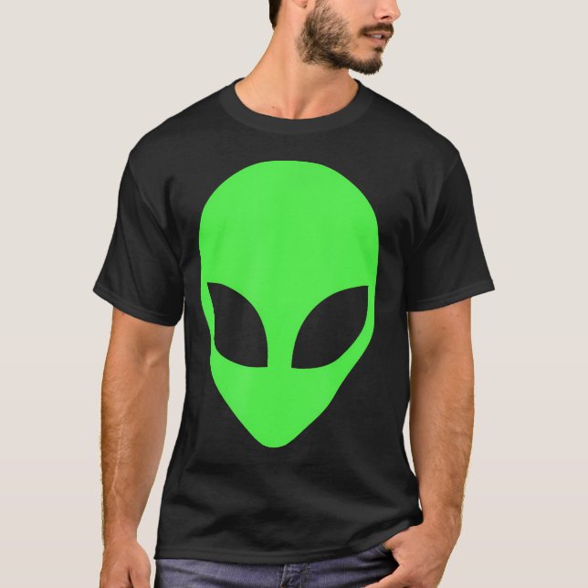 Grönt Alien Head 90'S Stil Funny Alien T Shirt (Framsida)