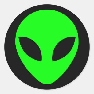Grönt Alien Head and Black Runt Klistermärke