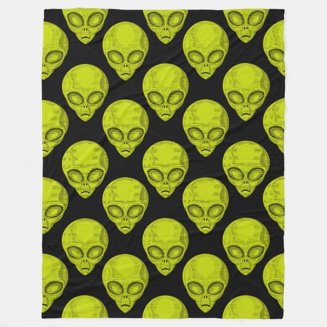 Grönt Alien Head Fleece Blanket (Framsidan)