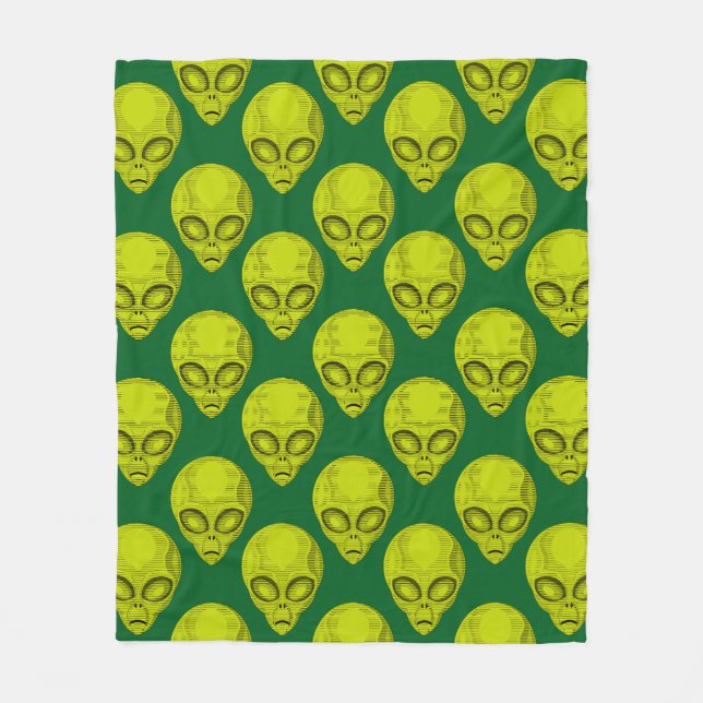 Grönt Alien Head Fleece Blanket (Framsidan)