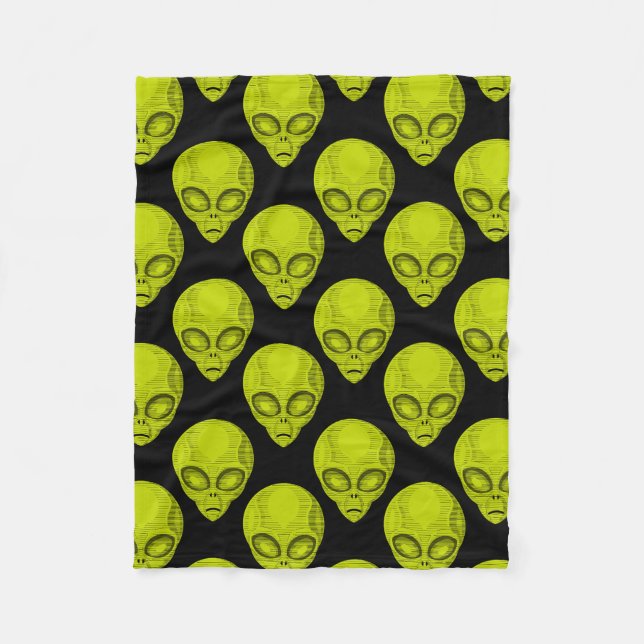 Grönt Alien Head Fleece Blanket (Framsidan)