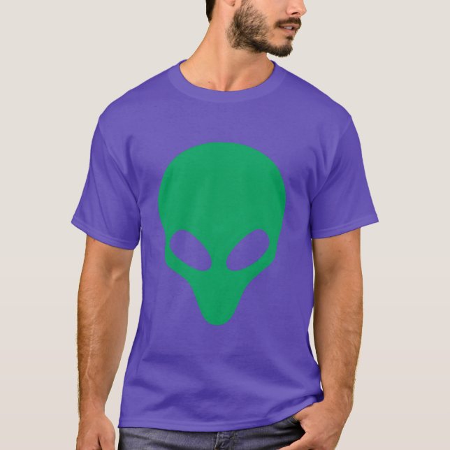 Grönt Alien Head Funny Etraterrestrial Life Coola  T Shirt (Framsida)