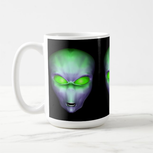 Grönt Alien Head Kaffemugg (Vänster)