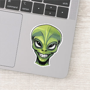 Grönt Alien Head Klistermärken