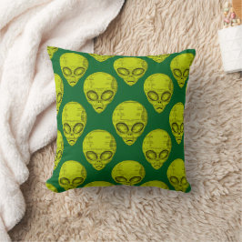 Grönt Alien Head Kudde