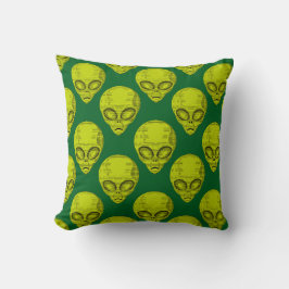 Grönt Alien Head Kudde