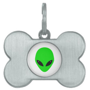 Grönt Alien Head Namnbricka Husdjur