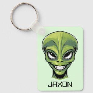 Grönt Alien Head-Personlig Nyckelring