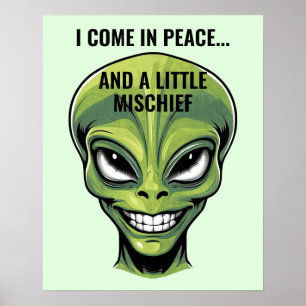 Grönt Alien Head Poster