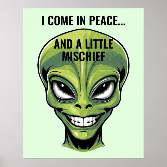 Grönt Alien Head Poster (Framsidan)