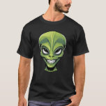 Grönt Alien Head T Shirt<br><div class="desc">Ta dig ur den här roligten och en snabb t-shirt med en fet design av en grönt främmande huvud som blinkar ett stort, tofsigt leende. Perfekt för dem som kärlek alla sak är utomjordingar lägger den här lekfulla t-shirten till en aning kosmisk charm till din varskabb. Oavsett om du är...</div>
