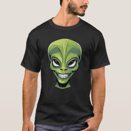 Grönt Alien Head T Shirt