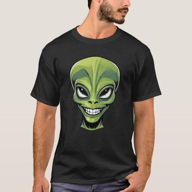 Grönt Alien Head T Shirt (Framsida)