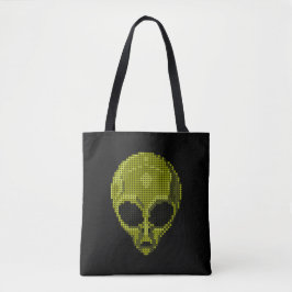Grönt Alien Head Tote Tygkasse