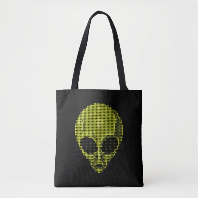 Grönt Alien Head Tote Tygkasse (Framsida)