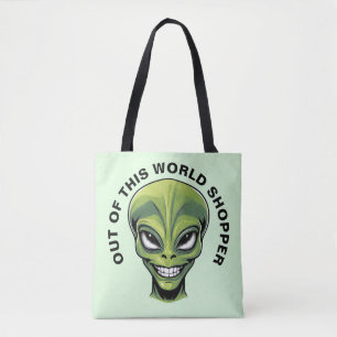 Grönt Alien Head Tygkasse
