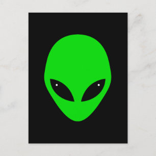 Grönt Alien Head Vykort