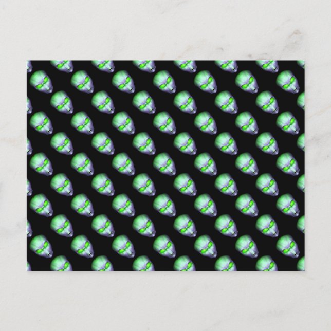 Grönt Alien Head Vykort (Framsida)