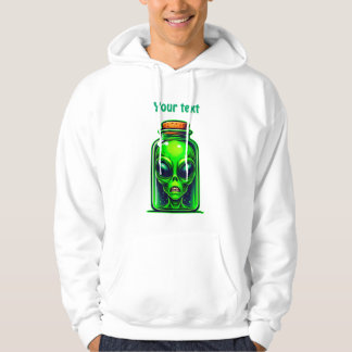 Grönt Alien i en Flaska Neon Sci-Fi Illustration Hoodie