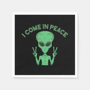 Grönt Alien I Kom in Peace Extraterrestrial UFO Pappersservett