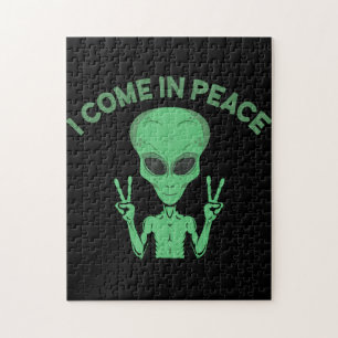 Grönt Alien I Kom in Peace Extraterrestrial UFO Pussel