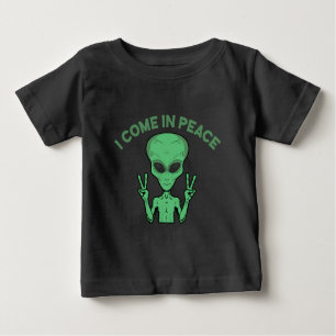 Grönt Alien I Kom in Peace Extraterrestrial UFO T Shirt