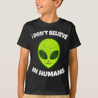 Grönt Alien jag tror inte på människor T Shirt