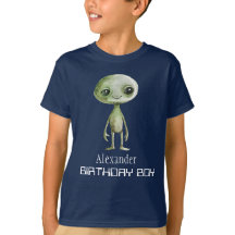 Grönt Alien Martian Funny Boy's Shirt