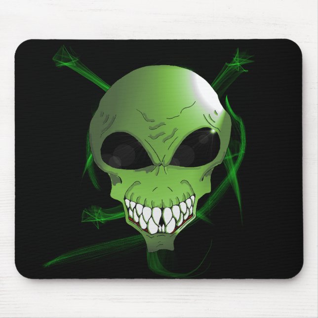 Grönt Alien Mousepad Musmatta (Framsidan)