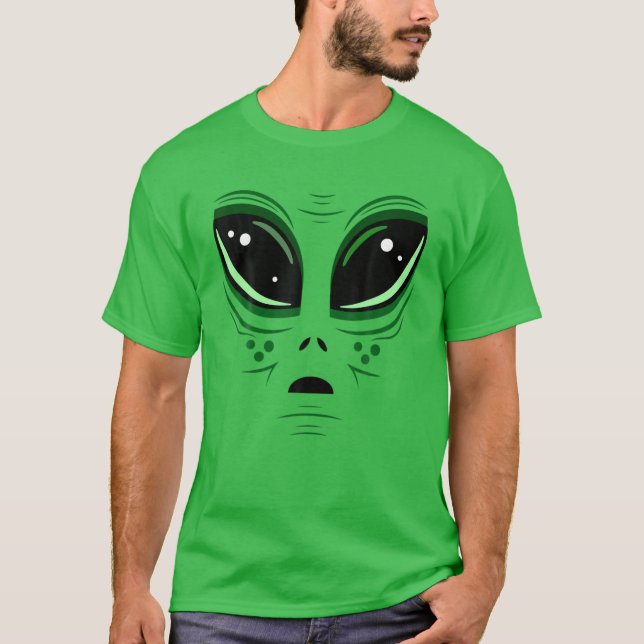 Grönt Alien Öga Area-51 Halloween Costume Extrate T Shirt (Framsida)