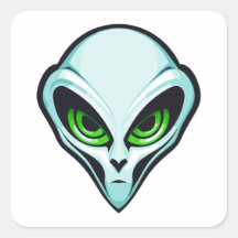 Grönt Alien Porträtt Head Logotyp