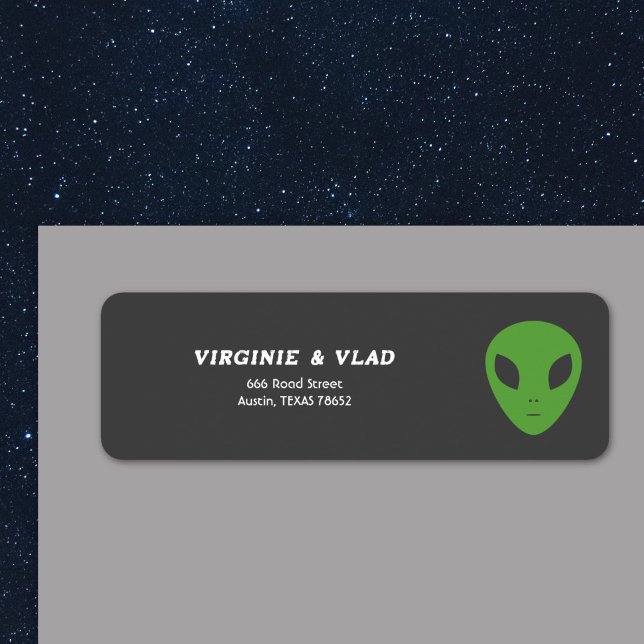 Grönt Alien Return-adressetikett Returadress Etikett (Green Alien Return address label)